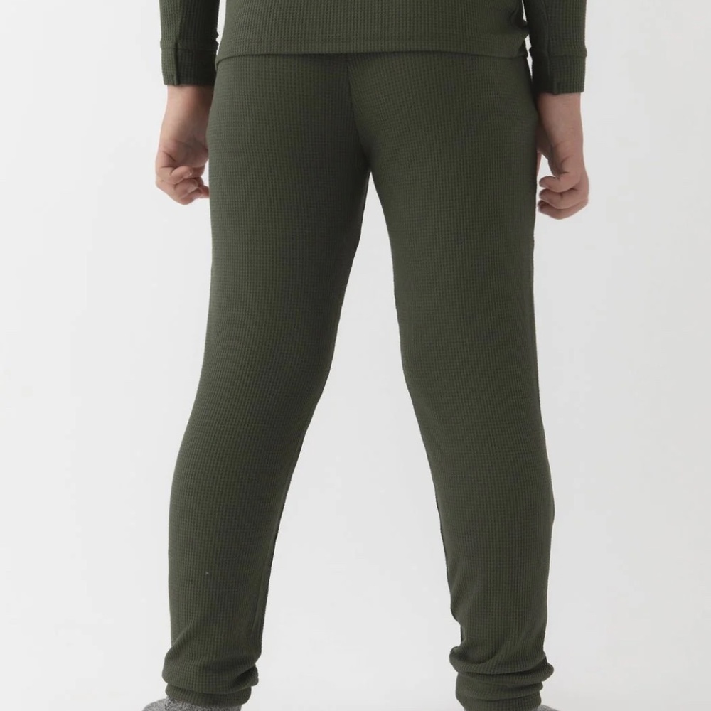 NWT COZY EARTH Childrens Bamboo Waffle Knit Olive Base Layer Set, Unisex Sz 9/10 - Picture 8 of 9